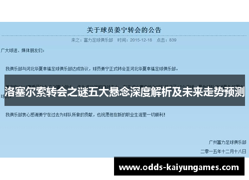 洛塞尔索转会之谜五大悬念深度解析及未来走势预测