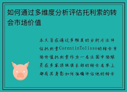 如何通过多维度分析评估托利索的转会市场价值